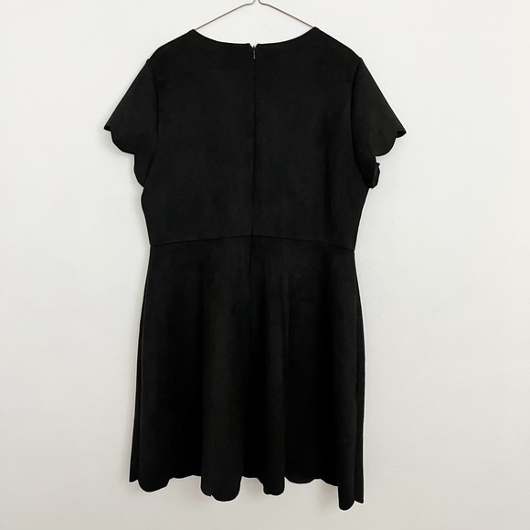 Pappagallo Dress Womens Size 16 Black Scalloped Fit And Flare Mini Short Sleeve - Picture 2 of 9